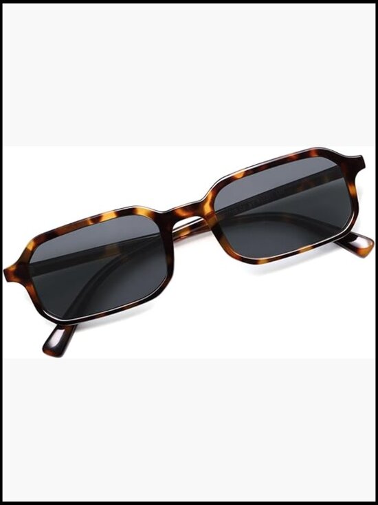 Retro Skinny Rectangle Sunglasses with Thin Plastic Frame